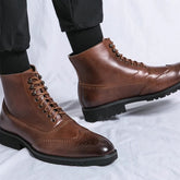 Men's Fashion Thick Sole Mid Top Work Boots